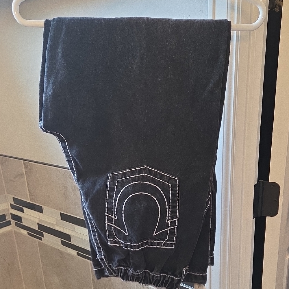 True Religion Black Denim with White Accents
